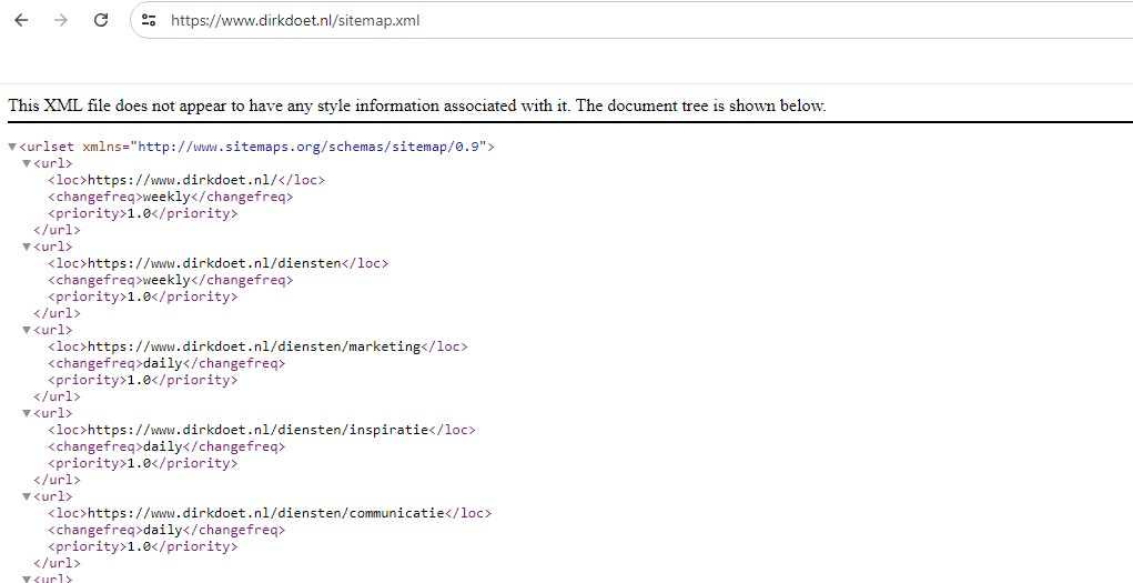 XML sitemap Dirk